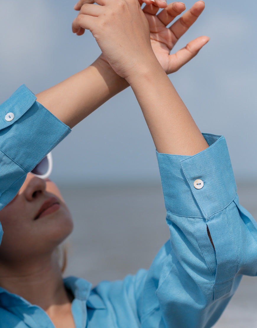 Calm blue Shirt Dress