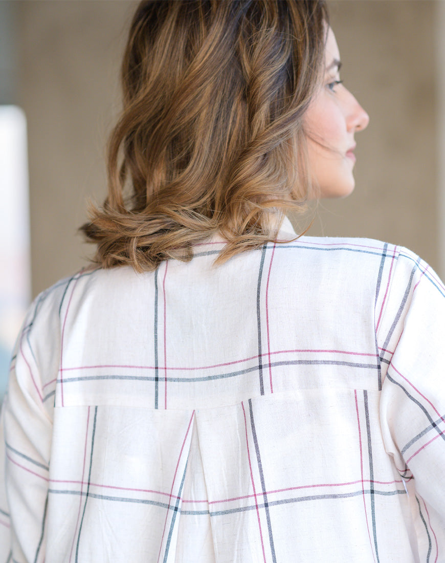 Checkered Charm Cream Dress