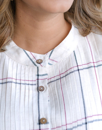 Checkered Charm Cream Dress