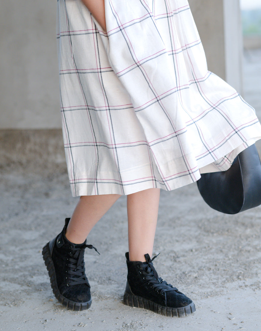 Checkered Charm Cream Dress