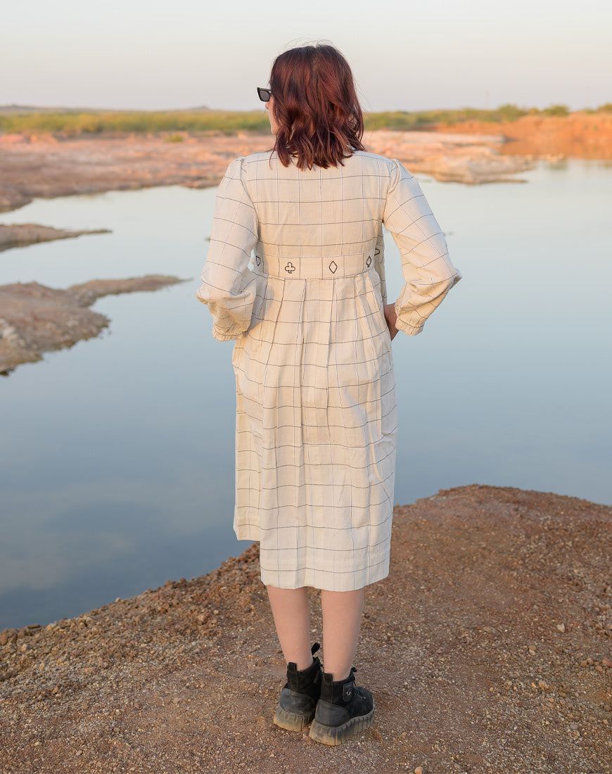 Checkmate Cream Dress