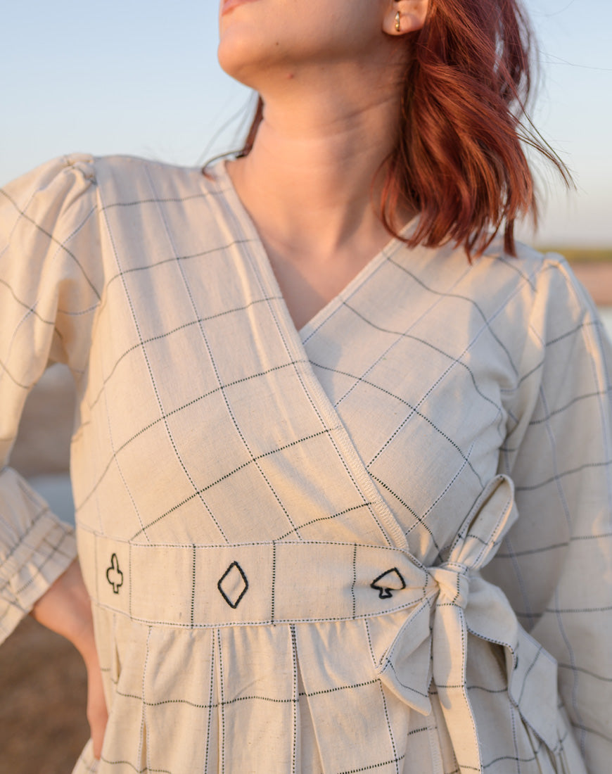 Checkmate Cream Dress