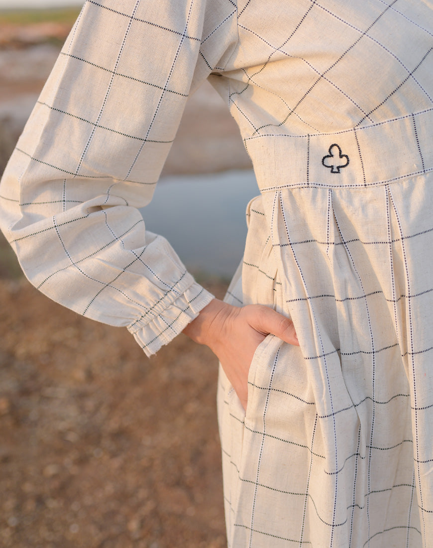 Checkmate Cream Dress