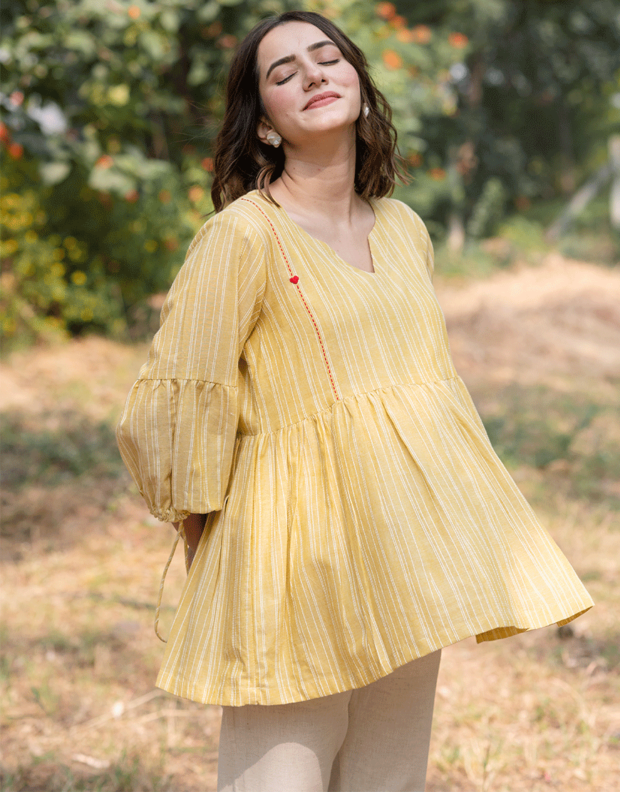 Cheerful Yellow Weave Top