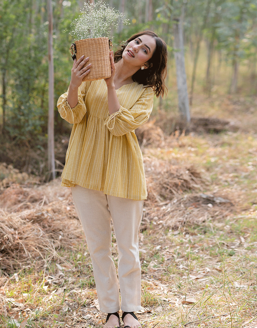 Cheerful Yellow Weave Top