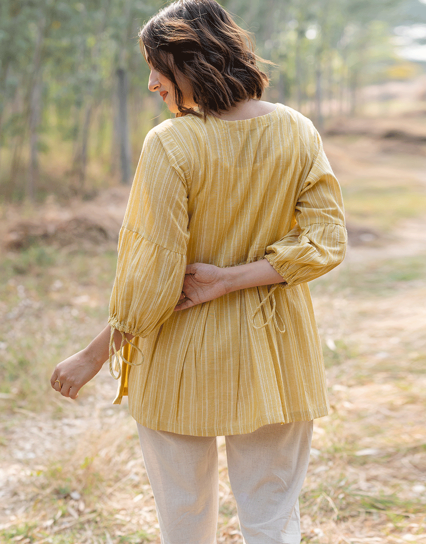 Cheerful Yellow Weave Top