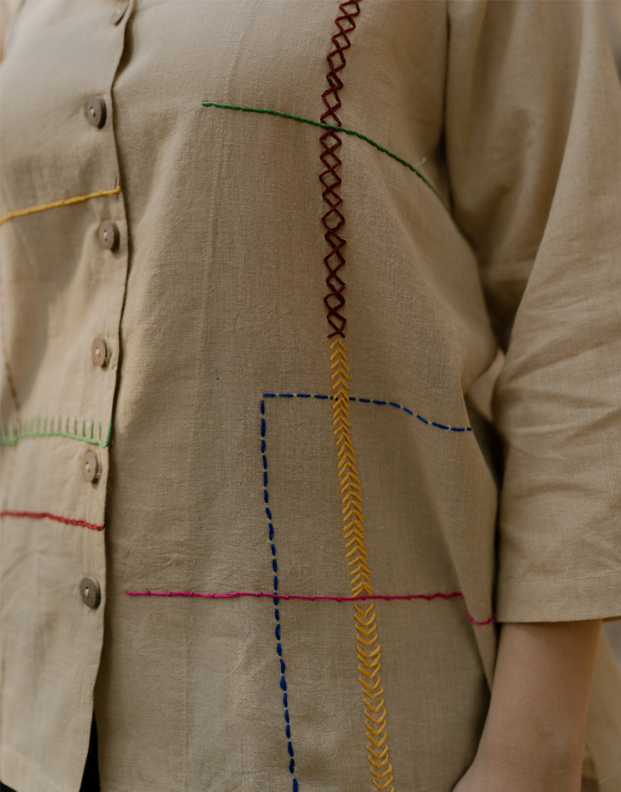 Chickoo Embroidered Shirt