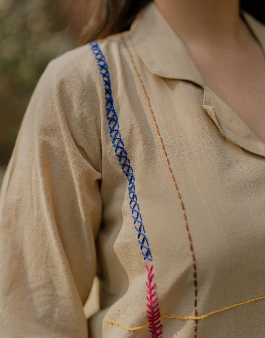 Chickoo Embroidered Shirt