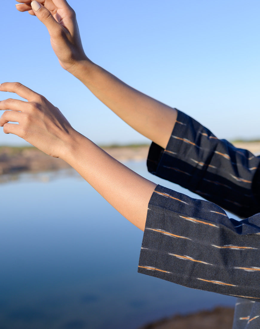 Deep Blue Ikkat Dress