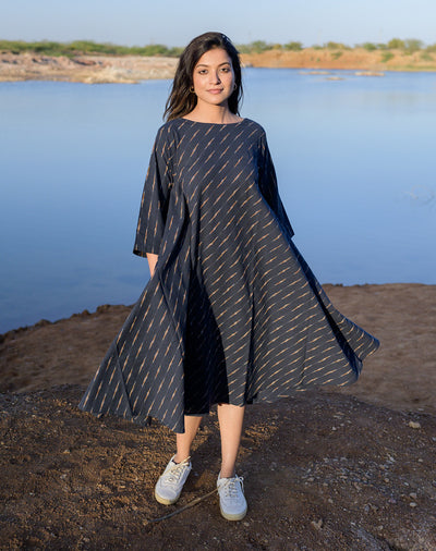 Deep Blue Ikkat Dress