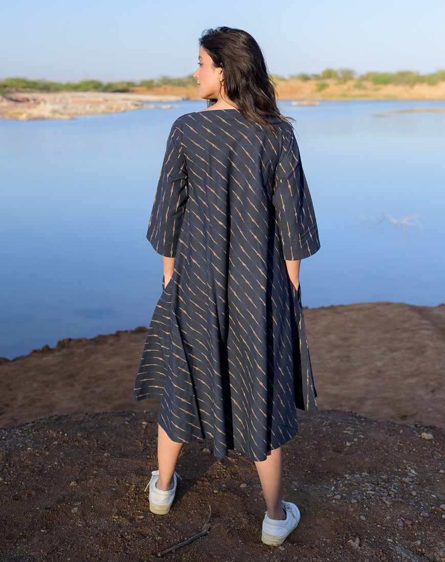 Deep Blue Ikkat Dress