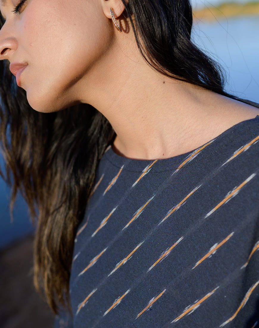 Deep Blue Ikkat Dress