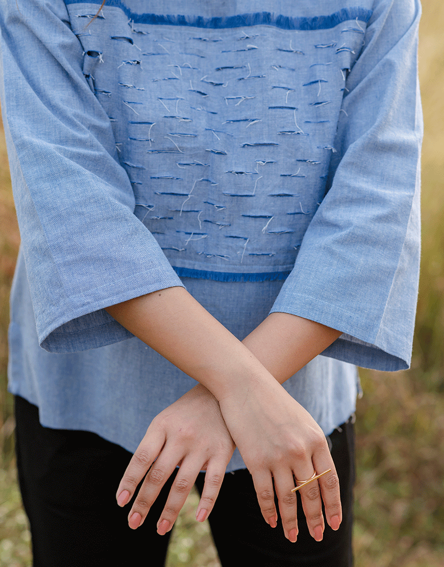 Denim Blue Ripped Top