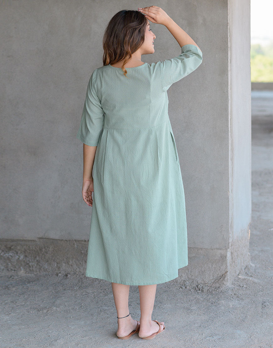 Dusty Green Weave Dress