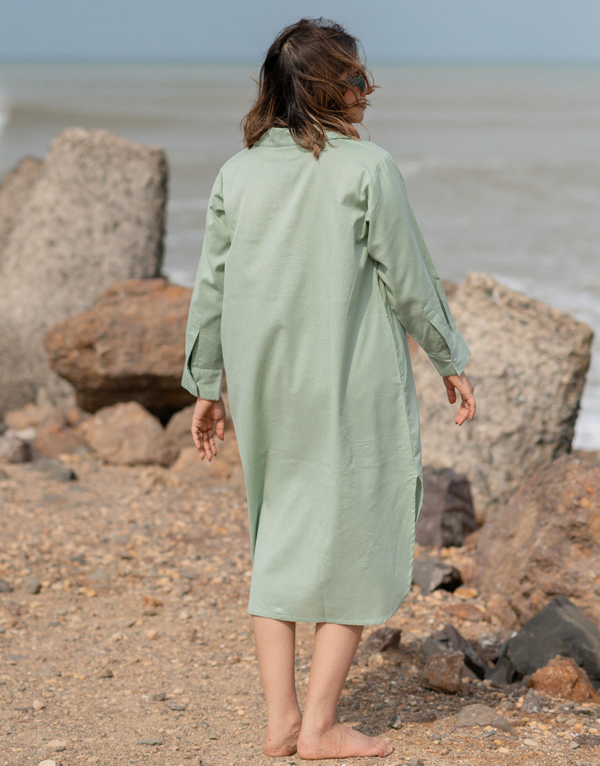 Earthy Green Shirt Dress