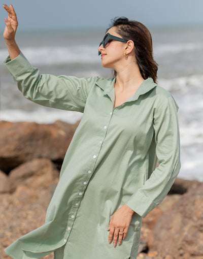 Earthy Green Shirt Dress