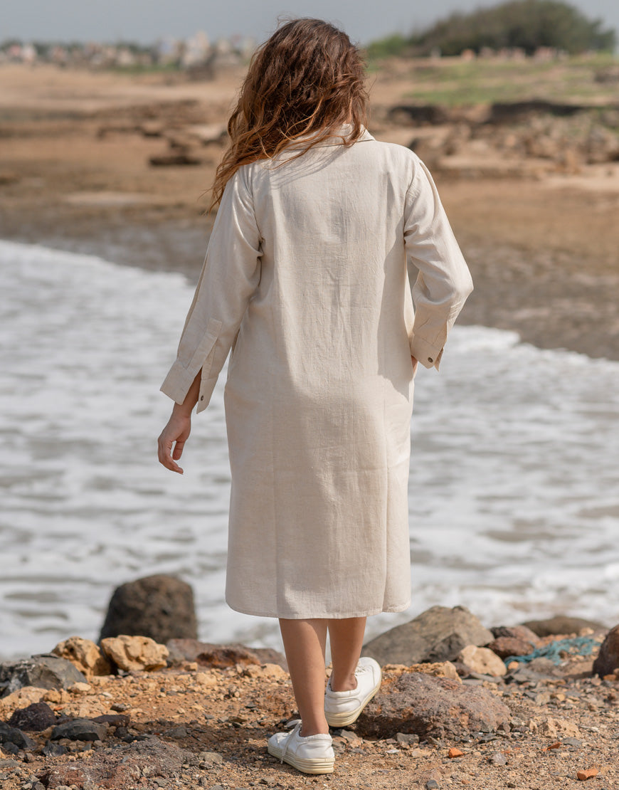 Eggshell Cream Shirt Dress