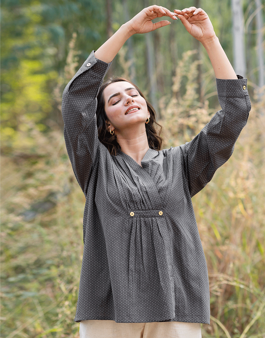 Fossil Grey Weave Top