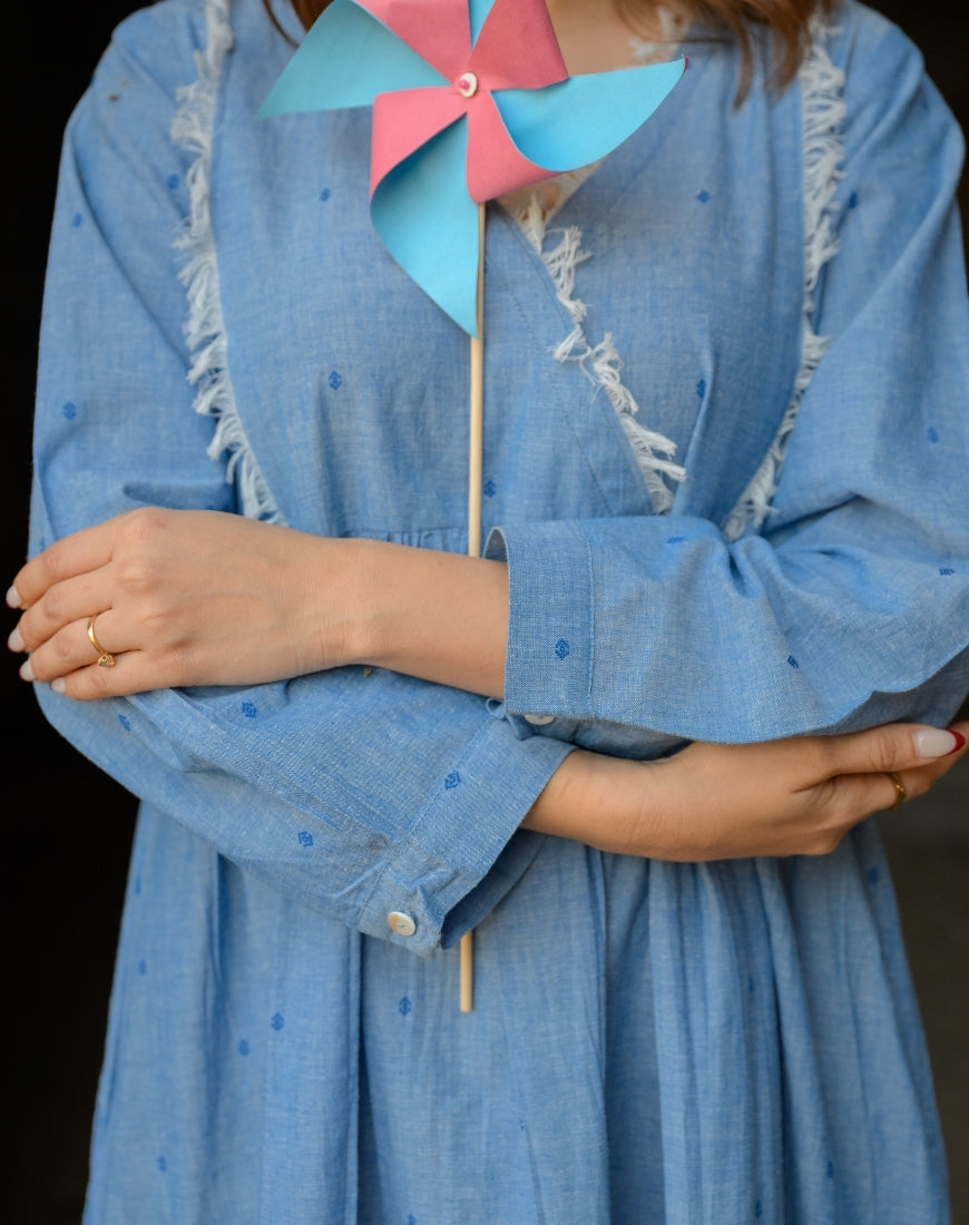 French Blue Fringe Dress