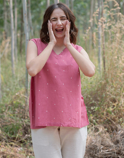 Fuchsia Pink Weave Top