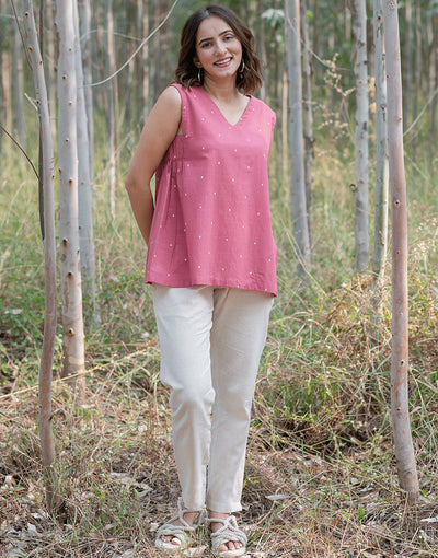 Fuchsia Pink Weave Top