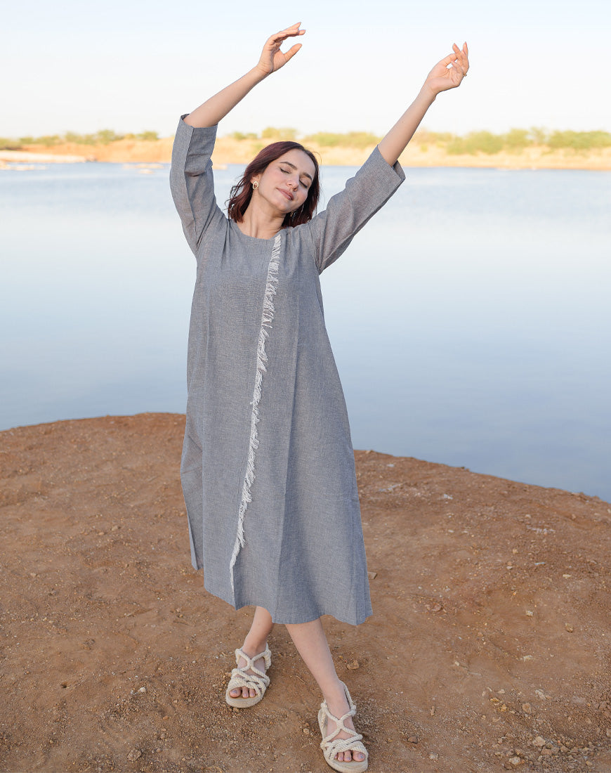 Grey Fringe Dress
