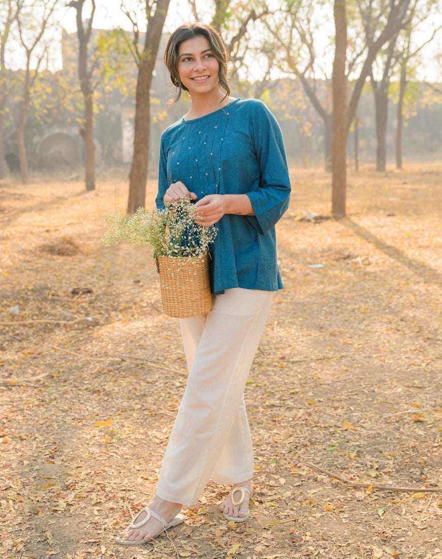 Jade Blue Smock Top