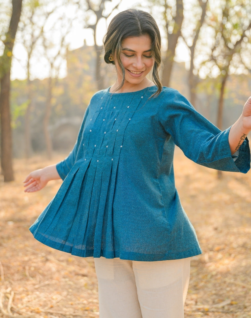 Jade Blue Smock Top