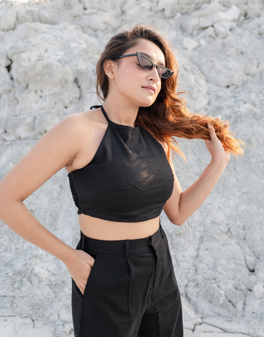 Jade Black Bustier Top