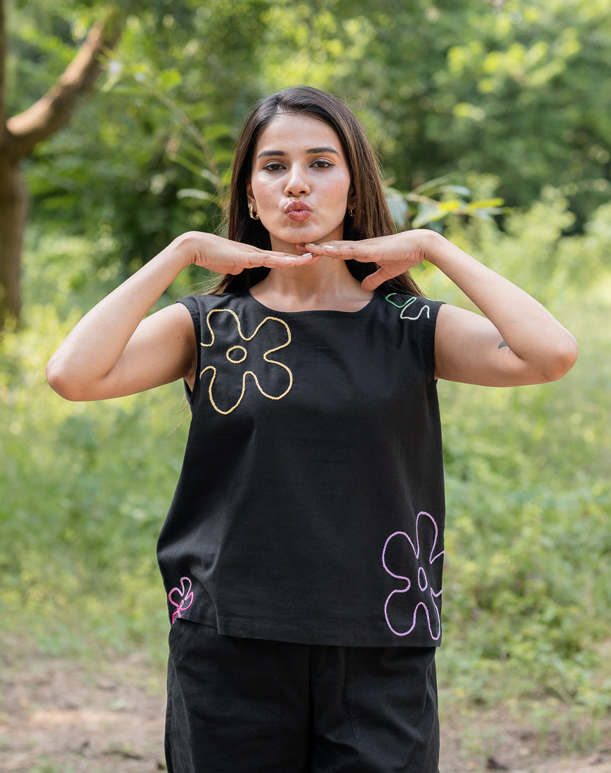 Jade Black Crop Top