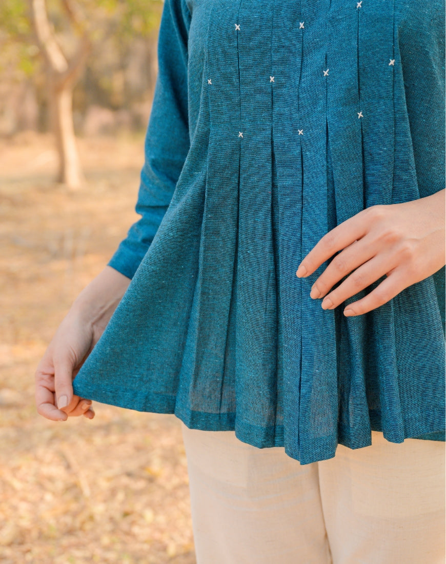 Jade Blue Smock Top