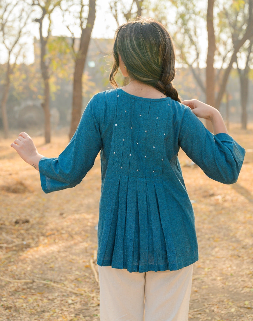 Jade Blue Smock Top