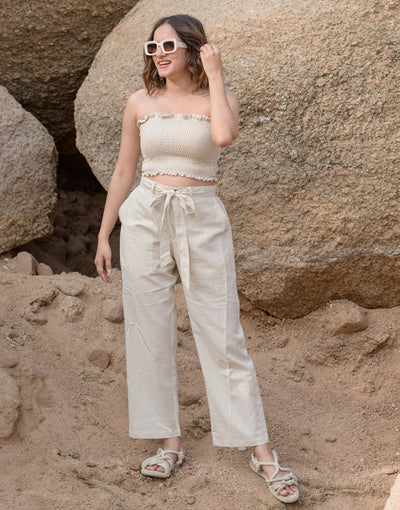 Khadi Cream Cargo Pant