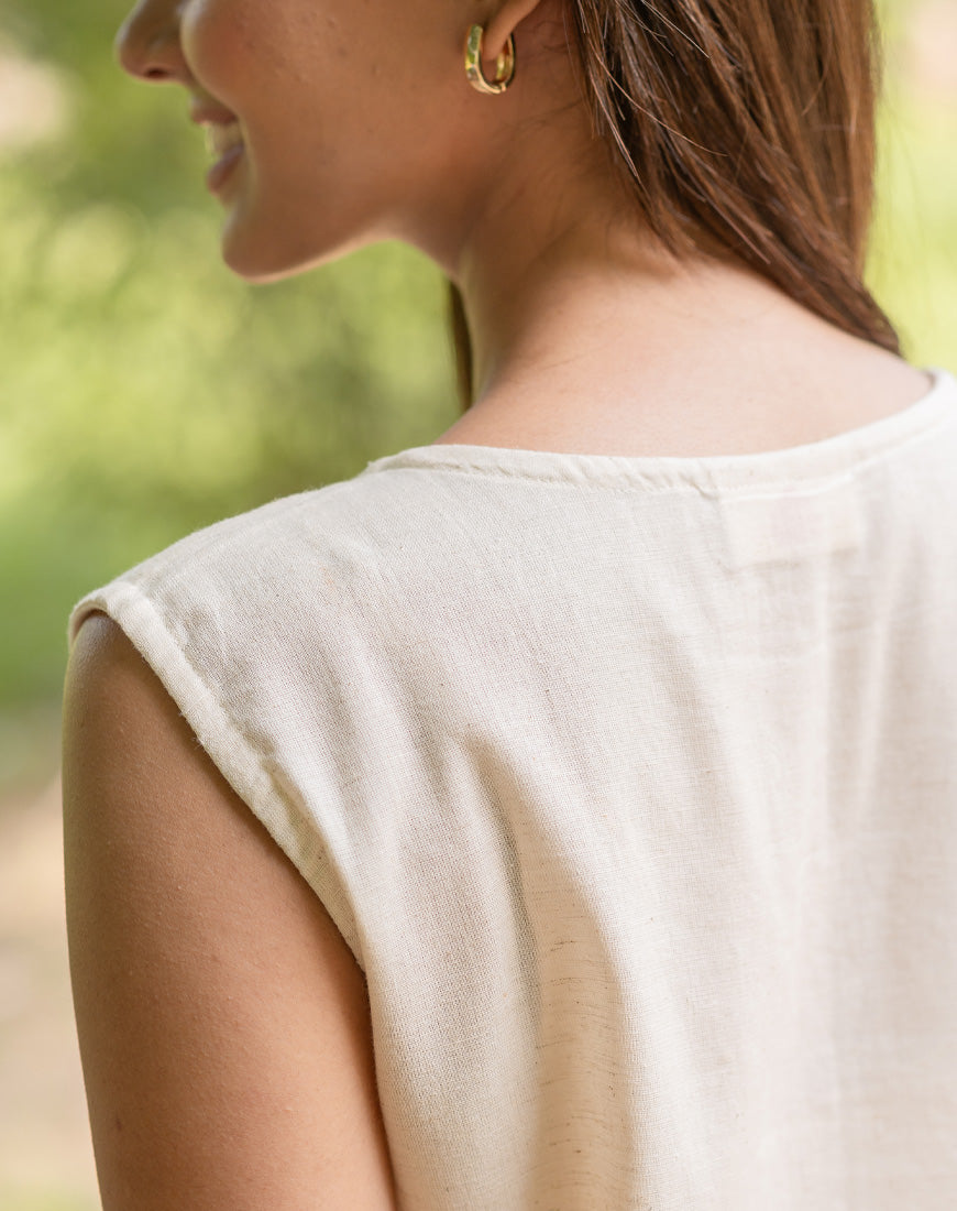 Khadi Cream Crop Top