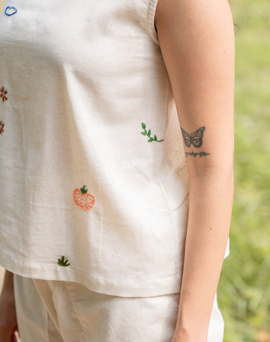 Khadi Cream Crop Top