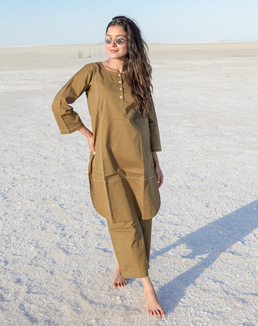 Khaki Brown Co-ord Set