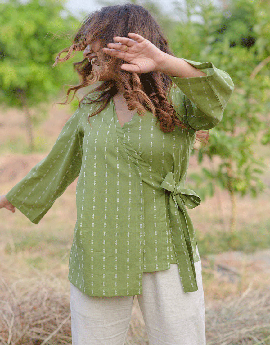 Kiwi Green Wrap Top