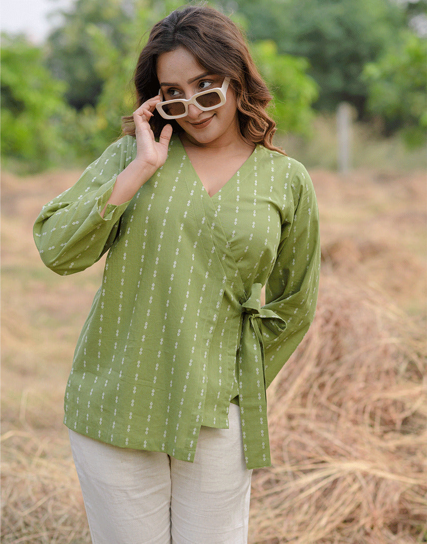 Kiwi Green Wrap Top