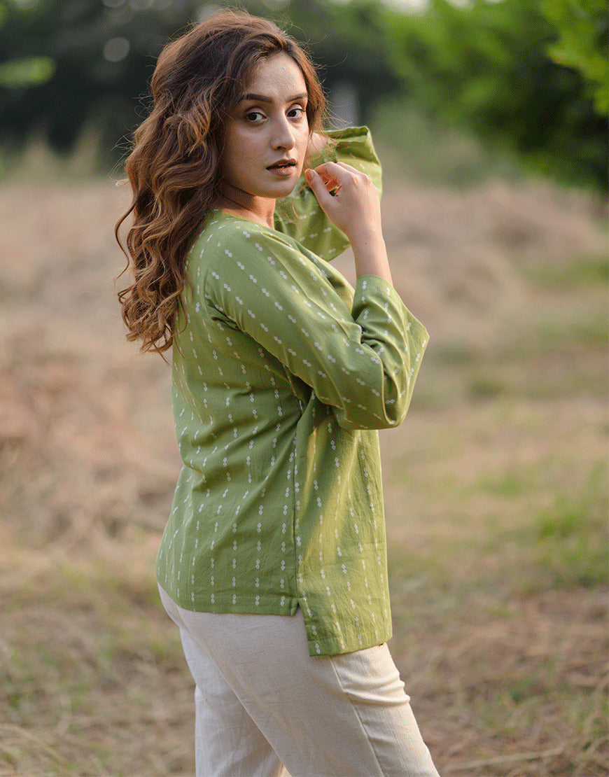 Kiwi Green Wrap Top