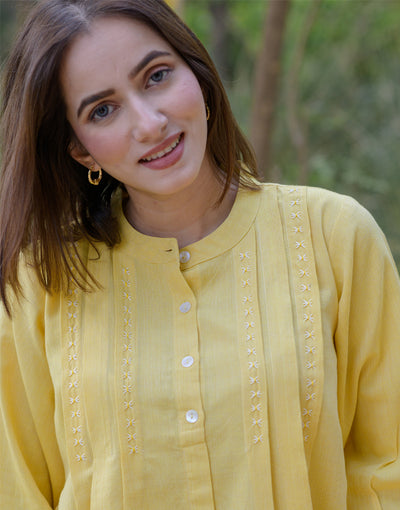 Lemon Yellow Embroidered Top