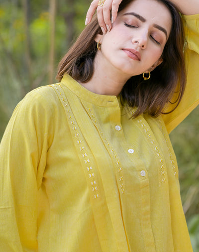 Lemon Yellow Embroidered Top