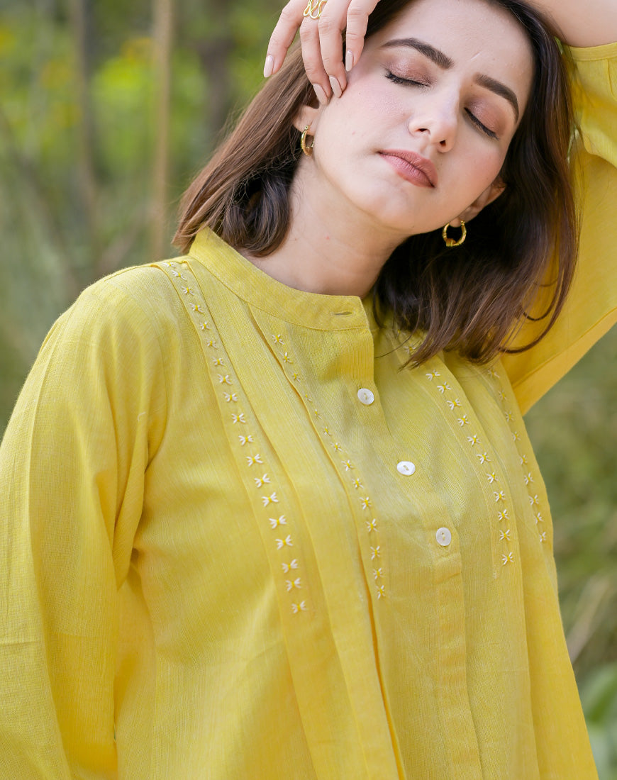 Lemon Yellow Embroidered Top