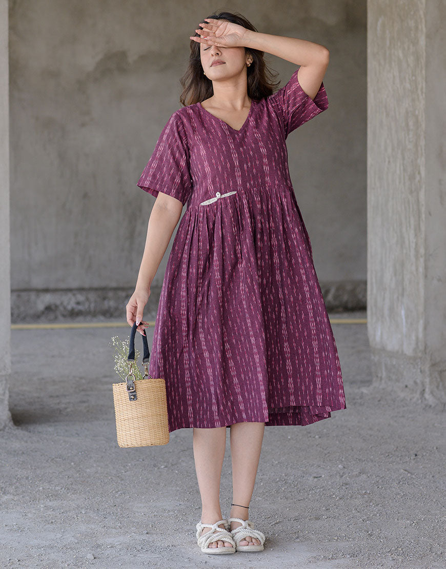 Magenta Bloom Ikkat Dress