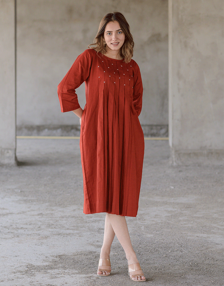 Maple Rust Smock Dress