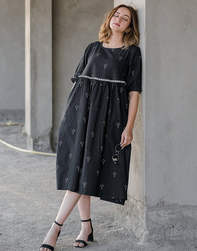 Midnight Black Weave Dress