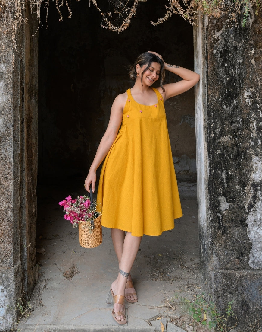 Milky Yellow Strappy Dress