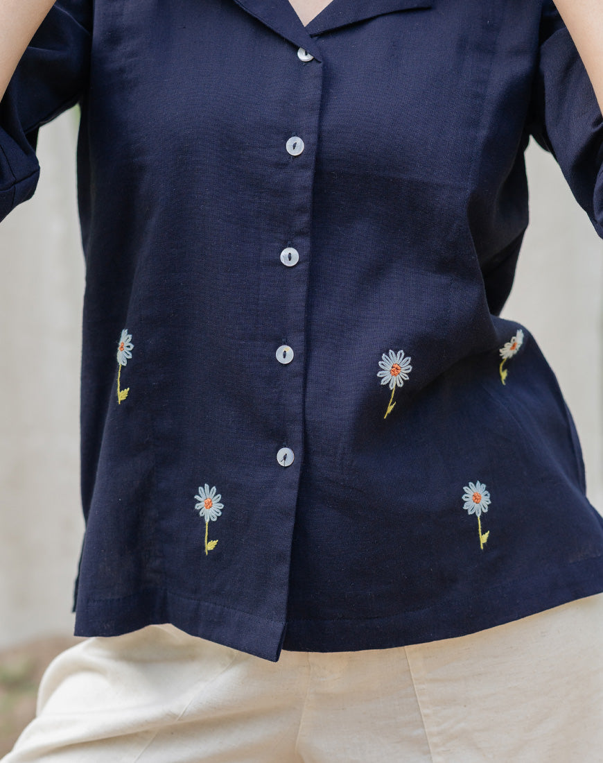 Navy Blue Sunflower Shirt