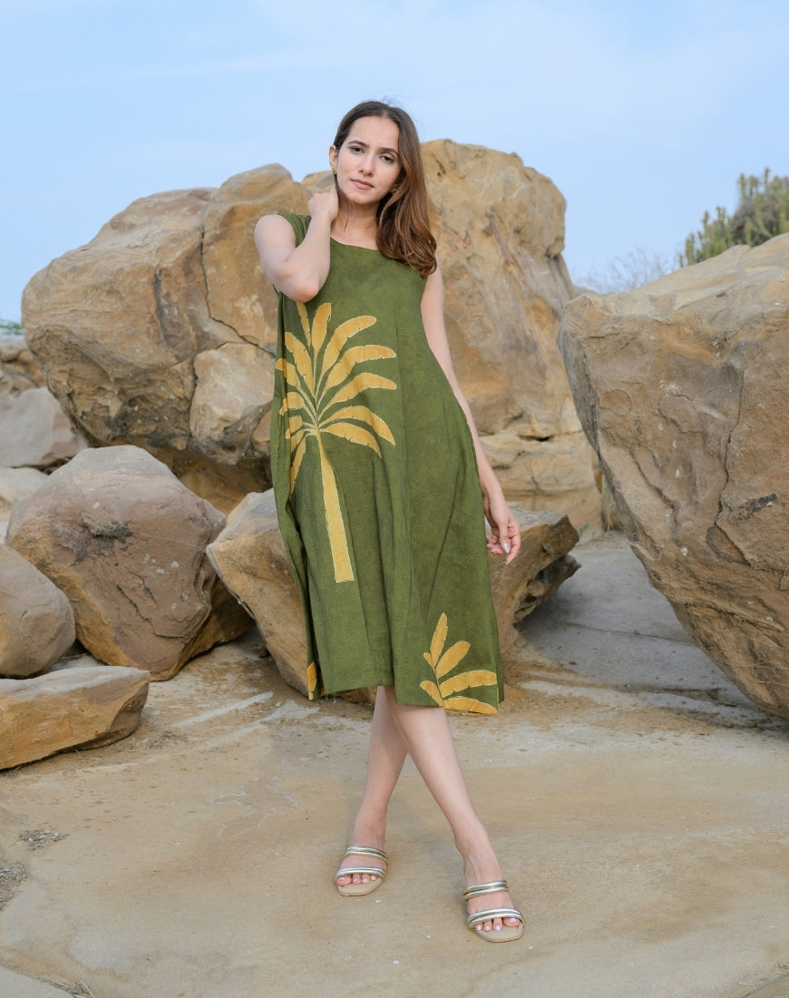 Olive Leafy Dress