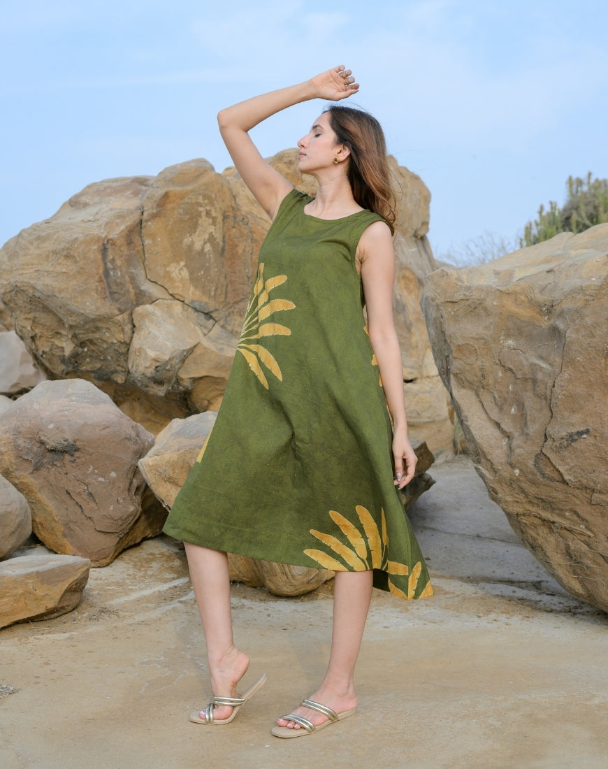 Olive Leafy Dress