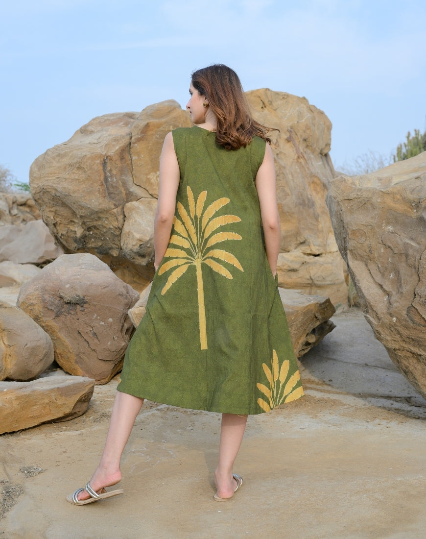 Olive Leafy Dress